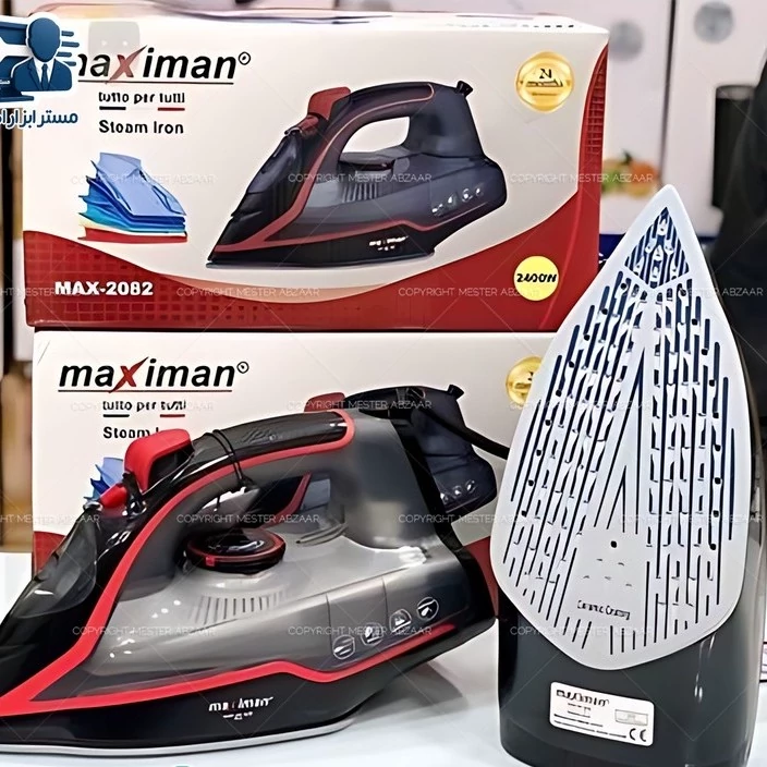 اتو بخار مکسی من کف سرامیکی 2400 وات برقی خانگی کد 2082 مدل MAXIMAN MAX-2082 مکسیمن