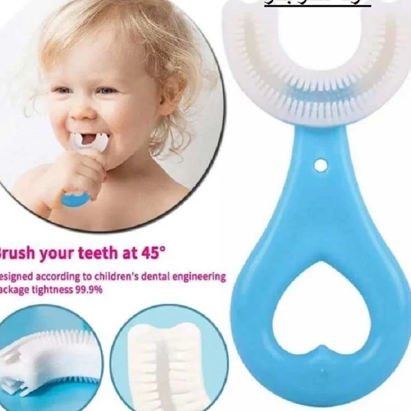 مسواک کودک مدل سیلیکونی چرخشی سری U سایز 2با برس نرم