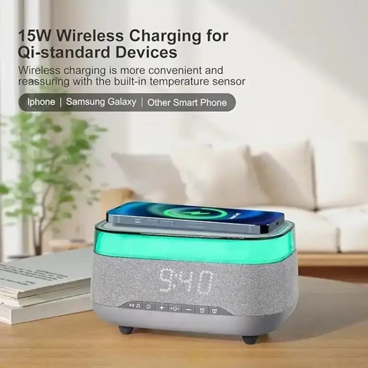 اسپیکر بلوتوثی چندکاره مدل Multifunctional Digital Alarm-Wireless Charger