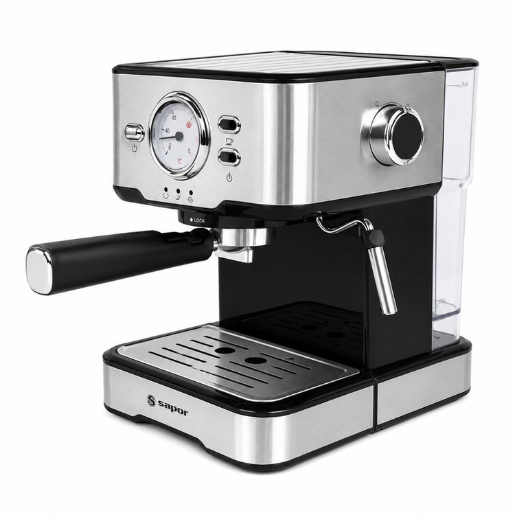 اسپرسوساز ساپر مدل SEM-1211S خانگی، 15 بار فشار بخار، 2 نازل قهوه، ظرفیت مخزن آب 2000 میلیلیتر