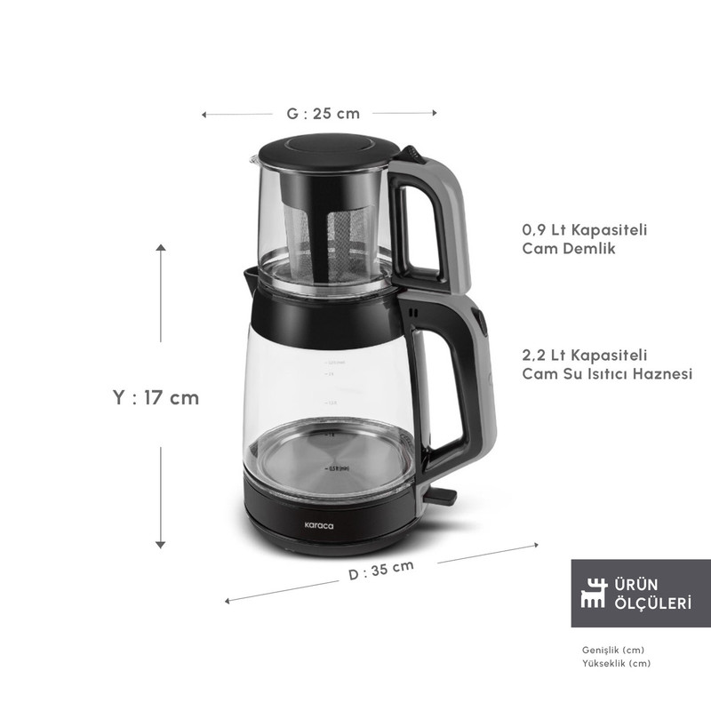 چای ساز روی هم کاراجا مدل Glass Tea XL