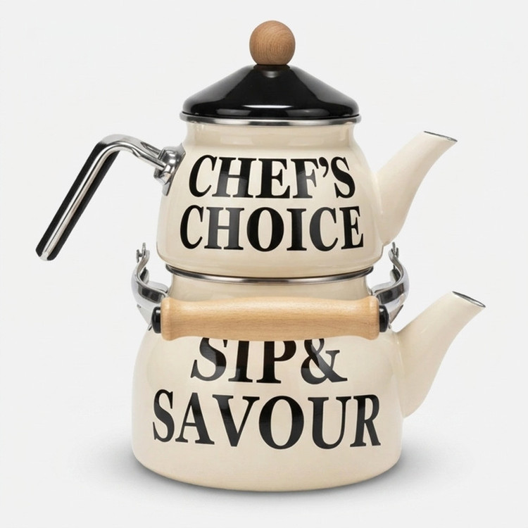 ست کتری و قوری شاهین مدل CHEF گنجایش کتری 2.1 لیتر و گنجایش قوری 1.1 لیتر