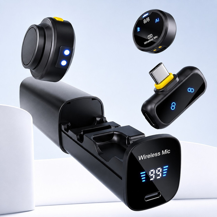 ست میکروفن بی سیم مدل PD-WM64 با درگاه اتصال تایپ سی و لایتنینگ