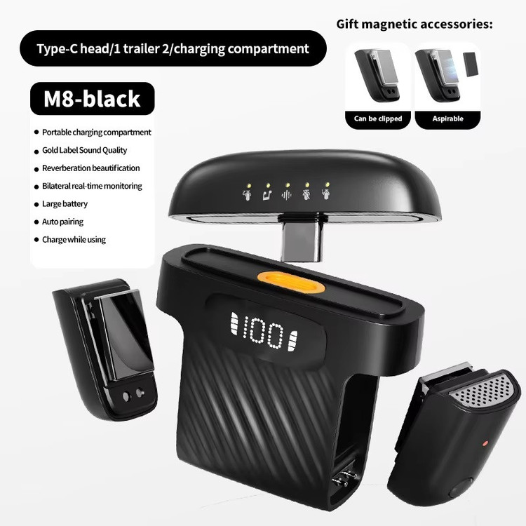 ست میکروفن بی سیم مدل M8 mini با درگاه تایپ سی