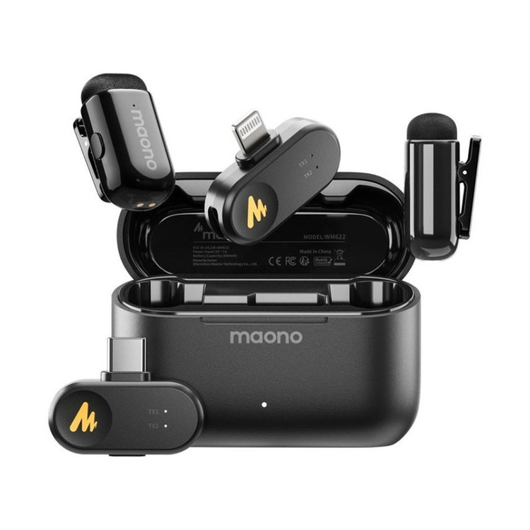 میکروفون بی سیم مائونو مدل Wave T1 mini WM622 PBC2 با درگاه اتصال USB-C و لایتنینگ