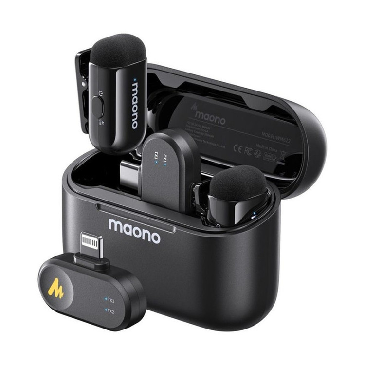 میکروفون بی سیم مائونو مدل Wave T1 mini WM622 PBC2 با درگاه اتصال USB-C و لایتنینگ