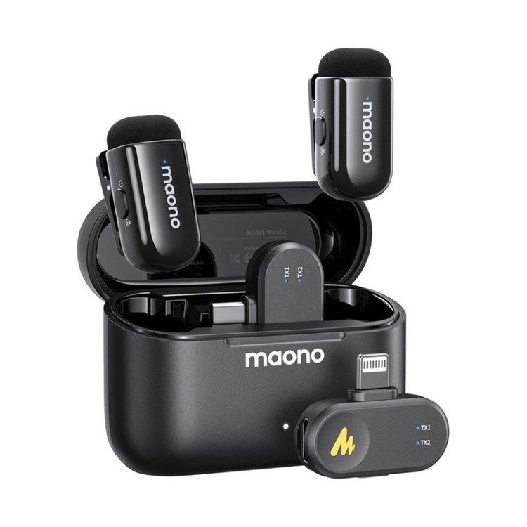 میکروفون بی سیم مائونو مدل Wave T1 mini WM622 PBC2 با درگاه اتصال USB-C و لایتنینگ