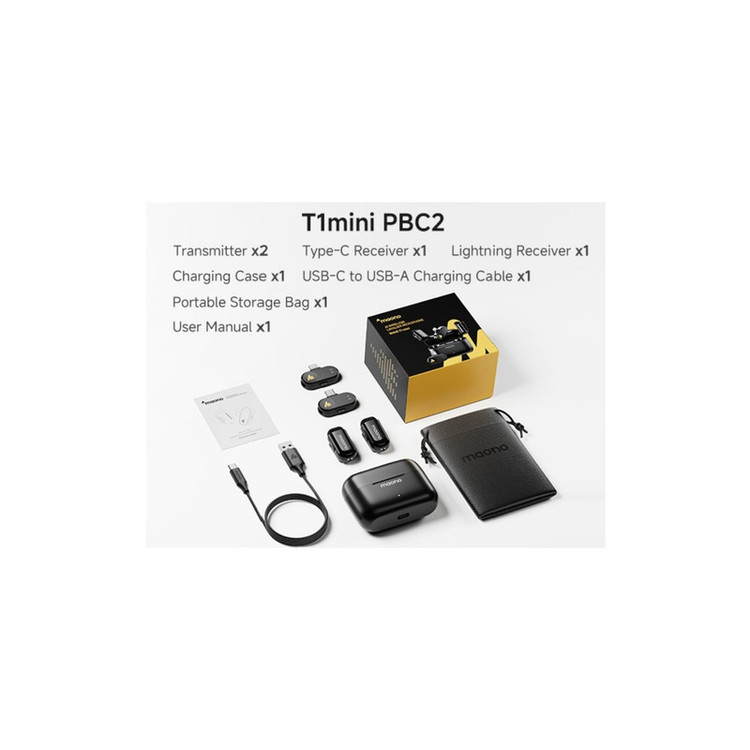 میکروفون بی سیم مائونو مدل Wave T1 mini WM622 PBC2 با درگاه اتصال USB-C و لایتنینگ