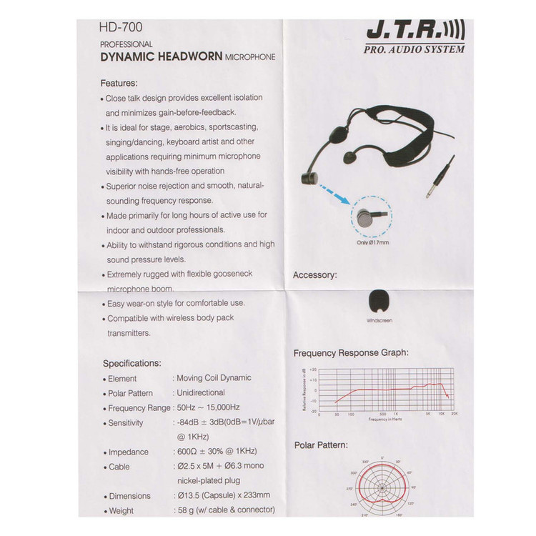 میکروفن هدمیک جی تی آر مدل HD-700