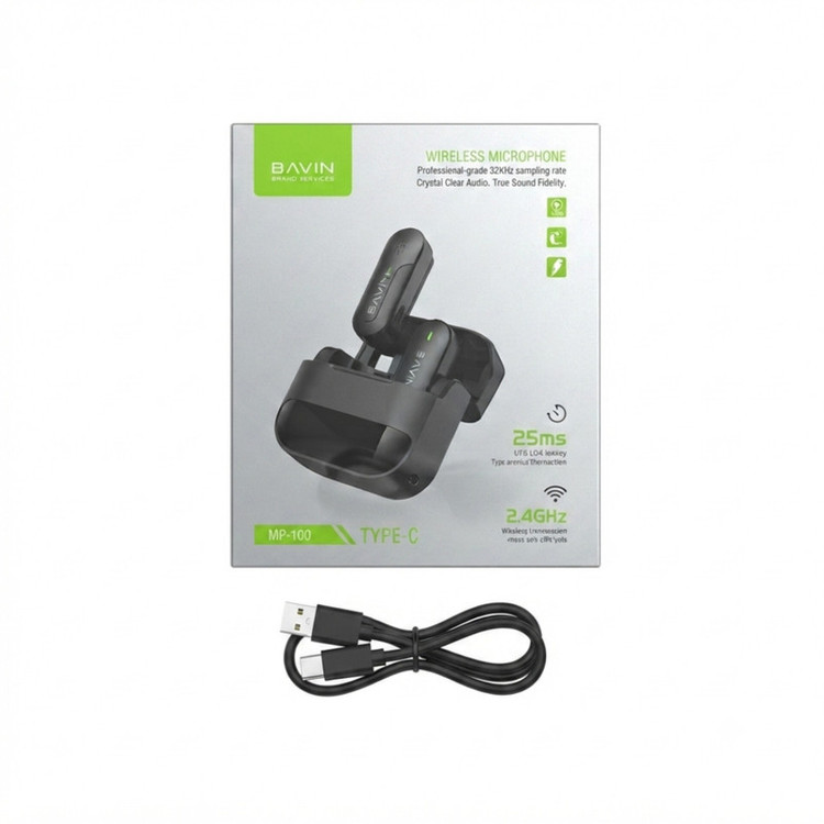 میکروفون یقه ای باوین مدل Mp-100 با درگاه اتصال USB-C