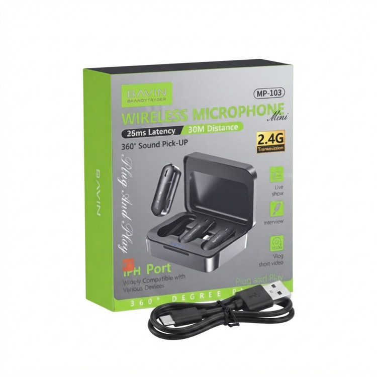 میکروفون یقه ای باوین مدل MP-103 با درگاه اتصال USB-C