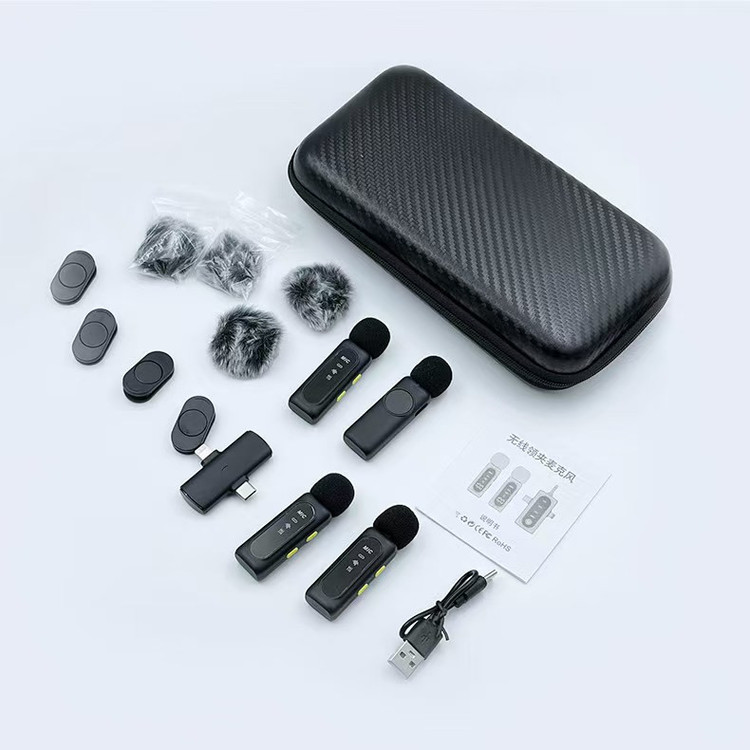 میکروفون حرفهای بیسیم مدل T90 4MIC با درگاه تایپ سی و لایتنینگ و 4 میکروفون