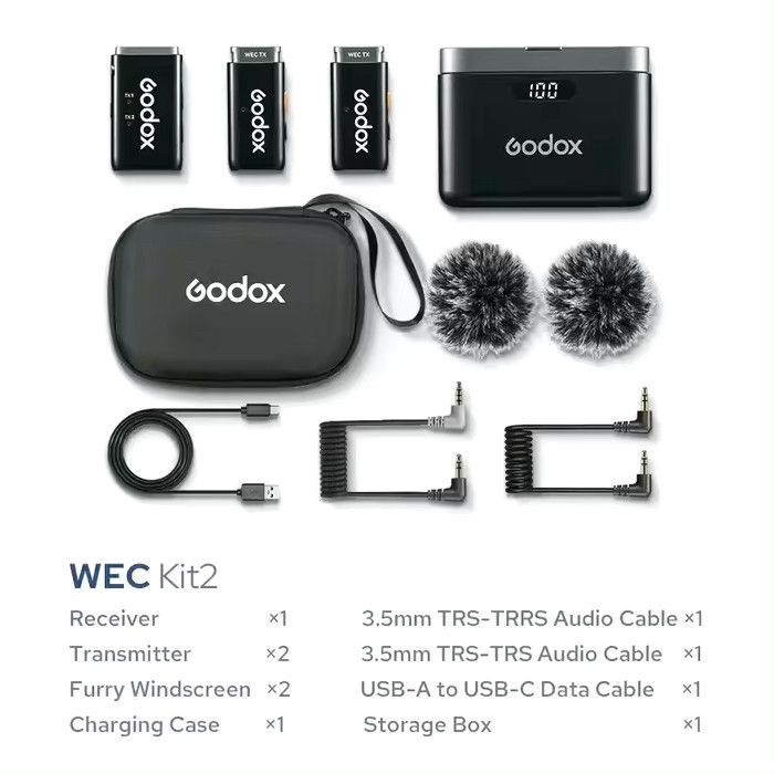 ست میکروفن بی سیم گودکس مدل WEC Kit2 با درگاه اتصال جک ۳.۵ میلیمتری