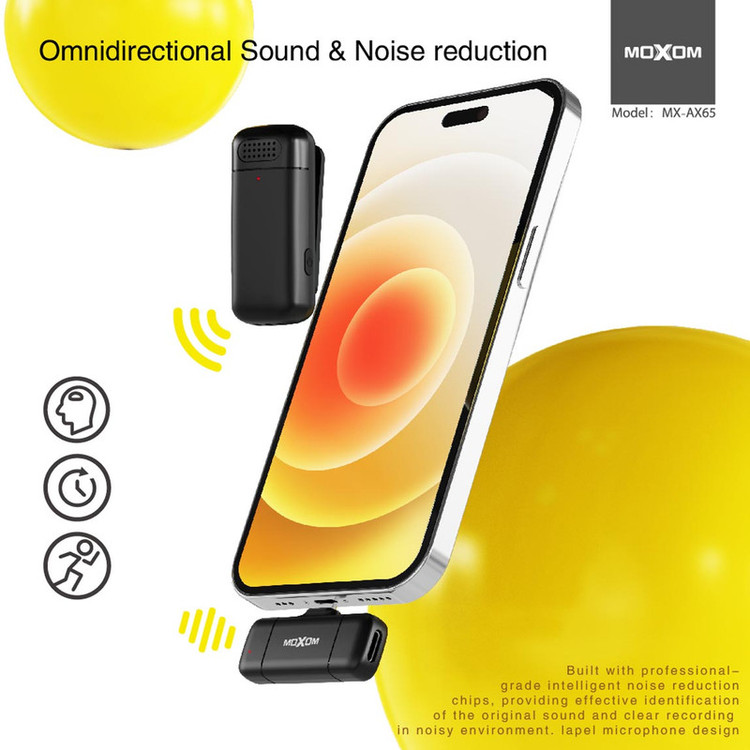 ست میکروفن بی سیم موکسوم مدل MX-AX65 با درگاه اتصال لایتنینگ